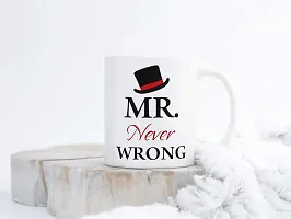 PUREZENTO ""MR Never Wrong MRS Always Right Couple Ceramic Tea/Coffee Mug for Valentine Day Gift for Girlfriend, Boyfriend,Husband and Wife,Friends,Anniversary,Hubby Wifey,Birthday ,Set of 2-thumb1