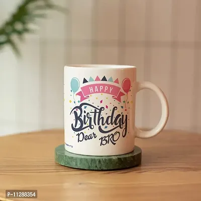 PUREZENTO Happy Birthday Dear Bro Best Gift for Brother's Birthday. Ceramic Coffee Mug/Milk/ Green Tea, (350ML) Microwave Safe, Dishwasher Safe Free from Chemicals.-thumb2