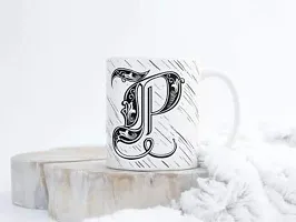 PUREZENTO Alphabet P Ceramic Mug (Pack of 1)| C Handle |-thumb3