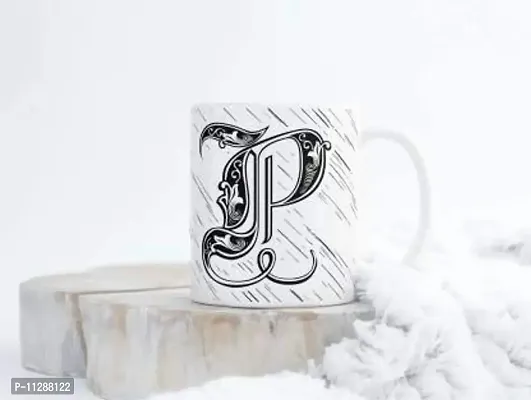 PUREZENTO Alphabet P Ceramic Mug (Pack of 1)| C Handle |-thumb4