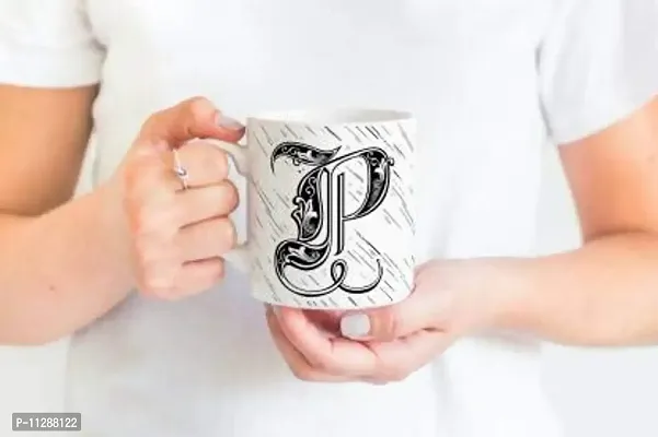 PUREZENTO Alphabet P Ceramic Mug (Pack of 1)| C Handle |-thumb2