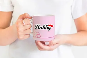 Purezento ""Hubby Wifey Flying kiss"" Couple Ceramic Tea/Coffee Mug for Valentine Day Gift for Girlfriend, Boyfriend,Husband and Wife,Friends,Anniversary,Hubby Wifey,Birthday ,Set of 2-thumb2