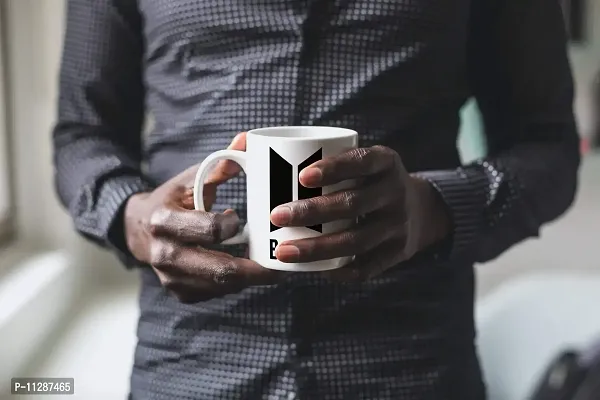 PUREZENTO BTS Logo Bangtan Music Brand Print Ceramic Coffee Tea/Milk Mug, White, 350ml-thumb3