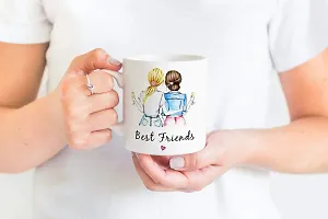 PUREZENTO Best Friend Two Girls 350 ml Coffee Mug|Coffee Mugs with Large Handles for Men,Women,Ceramic Mug for Coffee Tea Cocoa,Easy to Clean & Hold,for Morning Coffee,Birthday,Party-thumb3