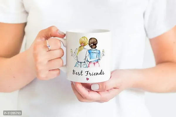 PUREZENTO Best Friend Two Girls 350 ml Coffee Mug|Coffee Mugs with Large Handles for Men,Women,Ceramic Mug for Coffee Tea Cocoa,Easy to Clean & Hold,for Morning Coffee,Birthday,Party-thumb4