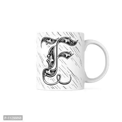 PUREZENTO Alphabet F Ceramic Mug (Pack of 1)| C Handle |