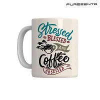 PUREZENTO Stressed Blessed Coffee Obssessed Coffee Tea /Milk Cup (Pack of 1)-thumb4