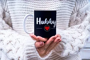 Purezento ""Hubby Love Wifey Love"" Couple Ceramic Tea/Coffee Mug for Valentine Day Gift for Girlfriend, Boyfriend,Husband and Wife,Friends,Anniversary,Hubby Wifey,Birthday ,Set of 2-thumb1