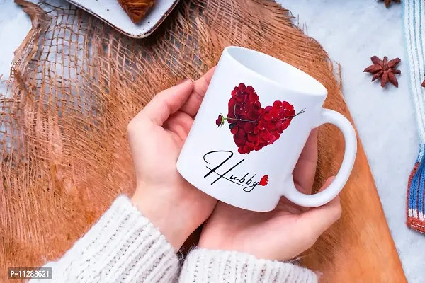PUREZENTO Hubby Wifey Couple Ceramic Tea/Coffee Mug for Valentine Day Gift for Girlfriend, Boyfriend,Husband and Wife,Friends,Anniversary,Hubby Wifey,Birthday ,Set of 2-thumb2