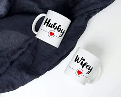 PUREZENTO ""Hubby Wifey Couple Ceramic Tea/Coffee Mug for Valentine Day Gift for Girlfriend, Boyfriend,Husband and Wife,Friends,Anniversary,Hubby Wifey,Birthday ,Set of 2-thumb4