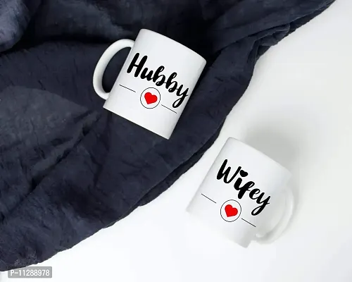 PUREZENTO ""Hubby Wifey Couple Ceramic Tea/Coffee Mug for Valentine Day Gift for Girlfriend, Boyfriend,Husband and Wife,Friends,Anniversary,Hubby Wifey,Birthday ,Set of 2-thumb5