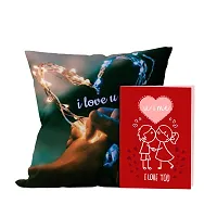 Purezento I Love You with Lighting Heart Valentine Gifts Cushion Cover with Filler- The Most Romantic and Attractive Gift to Express Your Love| Soft Fabric, Washable & Long-Lasting Cushion Cover-thumb1