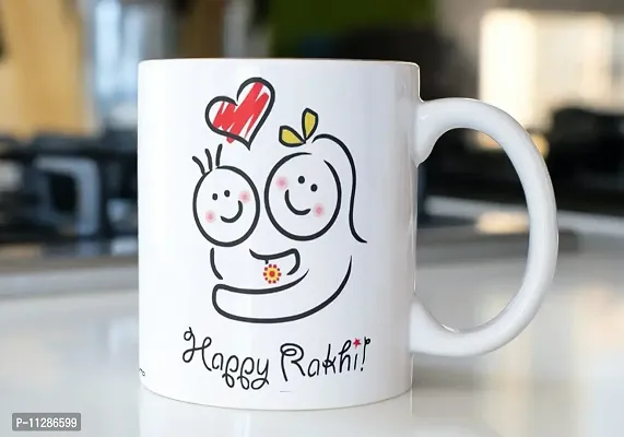 PUREZENTO?Happy Rakhi Cartoon Brother Sister Design/ Raksha Bandhan Ceramic Coffee Mug-thumb5