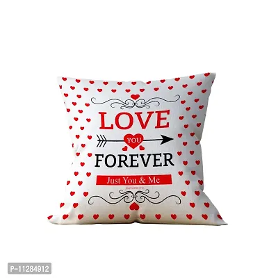 Purezento Love You Forever Printed Valentine Gifts Cushion Cover with Filler- The Most Romantic and Attractive Gift to Express Your Love| Soft Fabric, Washable & Long-Lasting Cushion Cover-thumb0