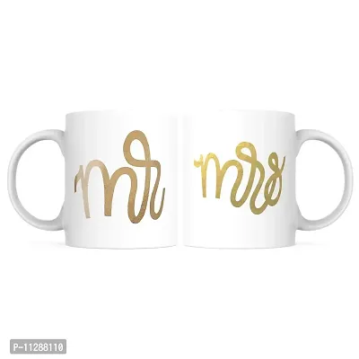 PUREZENTO Mr Mrs Couple Ceramic Tea/Coffee Mug for Valentine Day Gift for Girlfriend, Boyfriend,Husband and Wife,Friends,Anniversary,Hubby Wifey,Birthday ,Set of 2