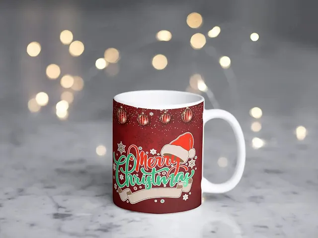 PUREZENTO Merry Christmas Printed Ceramic Coffee Tea / Milk Mug (330 ML)-Xmas Decorations, Christmas Gifts, Xmas Mugs, Christmas Presents(Pack of 1)