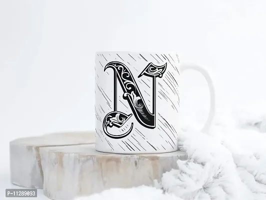 PUREZENTO Alphabet N Ceramic Mug (Pack of 1)| C Handle |-thumb3