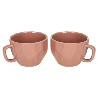 Purezento Ceramic Handcrafted Glossy Finish Coffee and Tea Mugs Diamond Cut (Pink,180 ml, Pack of 2), Gift Pack-thumb2