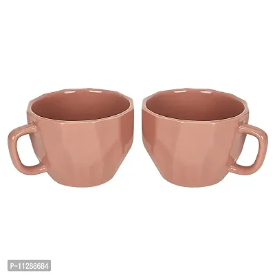 Purezento Ceramic Handcrafted Glossy Finish Coffee and Tea Mugs Diamond Cut (Pink,180 ml, Pack of 2), Gift Pack-thumb3