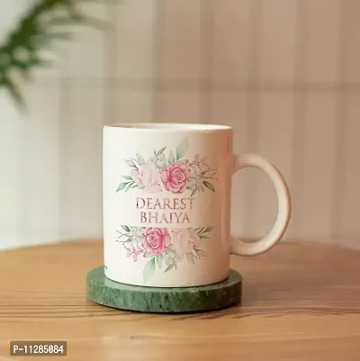 PUREZENTO?Dearest Bhiaiya Floral Design gfit for bhai on Special Occasions of raksha bandhan Ceramic Coffee Mug-thumb3