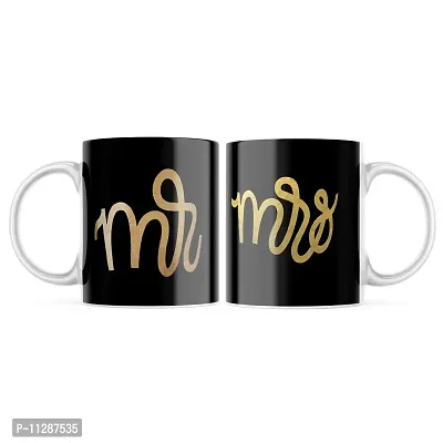 PUREZENTO Mr Mrs Couple Ceramic Tea/Coffee Mug for Valentine Day Gift for Girlfriend, Boyfriend,Husband and Wife,Friends,Anniversary,Hubby Wifey,Birthday ,Set of 2