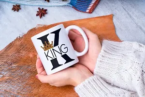 PUREZENTO ""King Queen Couple Ceramic Tea/Coffee Mug for Valentine Day Gift for Girlfriend, Boyfriend,Husband and Wife,Friends,Anniversary,Hubby Wifey,Birthday ,Set of 2-thumb2