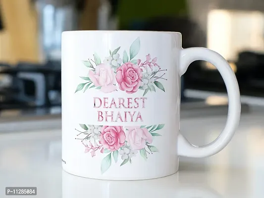 PUREZENTO?Dearest Bhiaiya Floral Design gfit for bhai on Special Occasions of raksha bandhan Ceramic Coffee Mug-thumb5