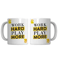 PUREZENTO Work Hard Play More Coffee Tea Mug/ Milk Mug(Pack of 1)-thumb3