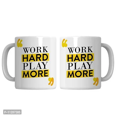 PUREZENTO Work Hard Play More Coffee Tea Mug/ Milk Mug(Pack of 1)-thumb4