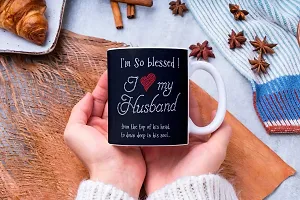 PUREZENTO I LOVE MY HUSBAND FROM THE TOP OF HIS HEAD 350 ml Coffee Mug|Coffee/Tea/ Milk Mugs with Large Handles for Men,Women,Ceramic Mug for Coffee Tea Cocoa,Easy to Clean,for Morning Coffee,Birthday-thumb1