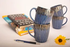 PUREZENTO Ceramic Indigo Blue Attractive line Studio Pottery with Glossy Finish Ceramic Coffee/Tea Mug-thumb1