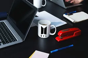 PUREZENTO BTS Logo Bangtan Music Brand Print Ceramic Coffee Tea/Milk Mug, White, 350ml-thumb4