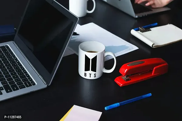 PUREZENTO BTS Logo Bangtan Music Brand Print Ceramic Coffee Tea/Milk Mug, White, 350ml-thumb5