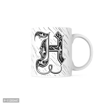 PUREZENTO Alphabet H Ceramic Mug (Pack of 1)| C Handle |