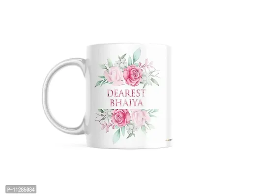 PUREZENTO?Dearest Bhiaiya Floral Design gfit for bhai on Special Occasions of raksha bandhan Ceramic Coffee Mug-thumb0