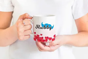 PUREZENTO ""Hubby Wifey Heart Couple Ceramic Tea/Coffee Mug for Valentine Day Gift for Girlfriend, Boyfriend,Husband and Wife,Friends,Anniversary,Hubby Wifey,Birthday ,Set of 2-thumb1