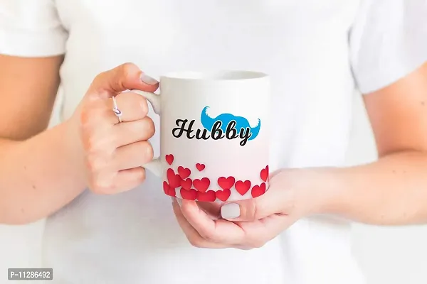 PUREZENTO ""Hubby Wifey Heart Couple Ceramic Tea/Coffee Mug for Valentine Day Gift for Girlfriend, Boyfriend,Husband and Wife,Friends,Anniversary,Hubby Wifey,Birthday ,Set of 2-thumb2