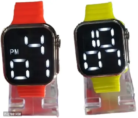Classic Electronic Digital Sports Watch Red And Yellow Combo