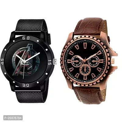 Stylish Men Rubber Analog Casual Watch Pack of 2