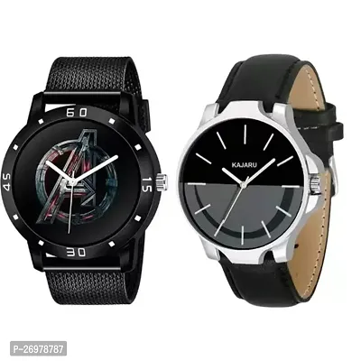 Stylish Men Rubber Analog Casual Watch Pack of 2