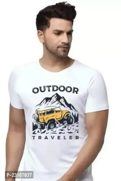 Reliable White Polyester Printed Round Neck Tees For Men