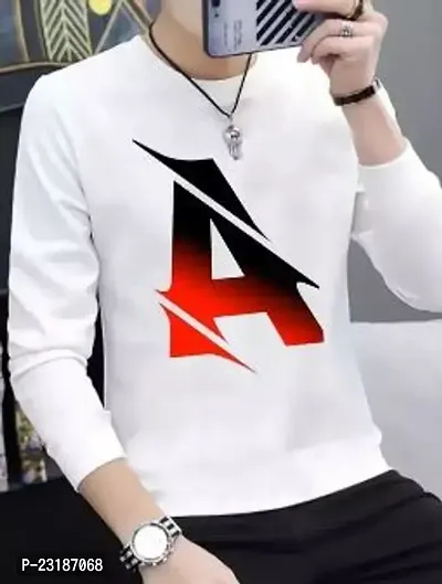 Reliable White Polyester Printed Round Neck Tees For Men-thumb0