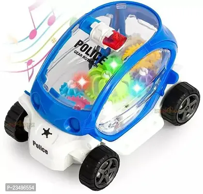 Musical Toy Battery Operated Transparent Gear Police Car Toys