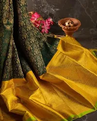 Stylish Mustard Silk Blend Saree With Blouse Piece For Women-thumb2