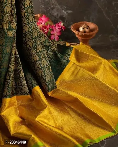 Stylish Mustard Silk Blend Saree With Blouse Piece For Women-thumb3