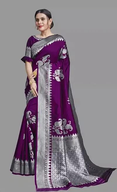 Best Selling Art Silk Saree with Blouse piece 