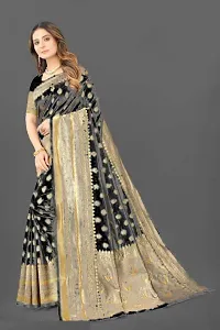 Stylish Black Silk Blend Saree With Blouse Piece For Women-thumb2