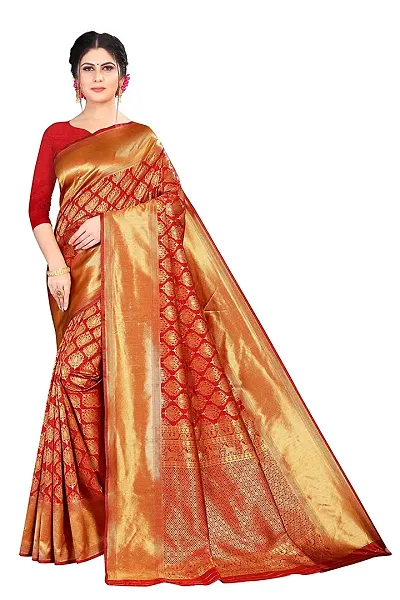 Sttylish Women Silk Blend Saree with Blouse Piece