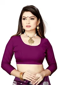 Stylish Purple Silk Blend Saree With Blouse Piece For Women-thumb4