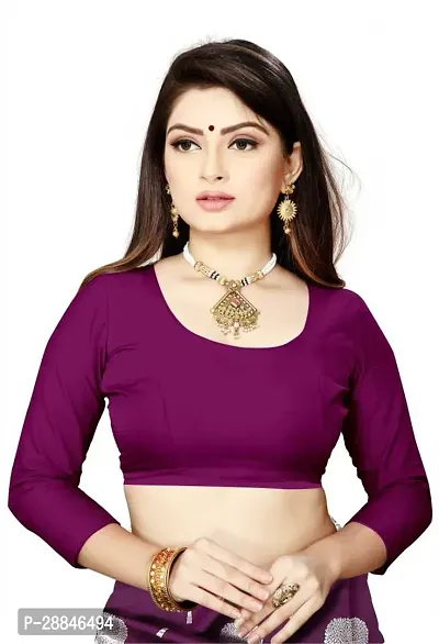 Stylish Purple Silk Blend Saree With Blouse Piece For Women-thumb5